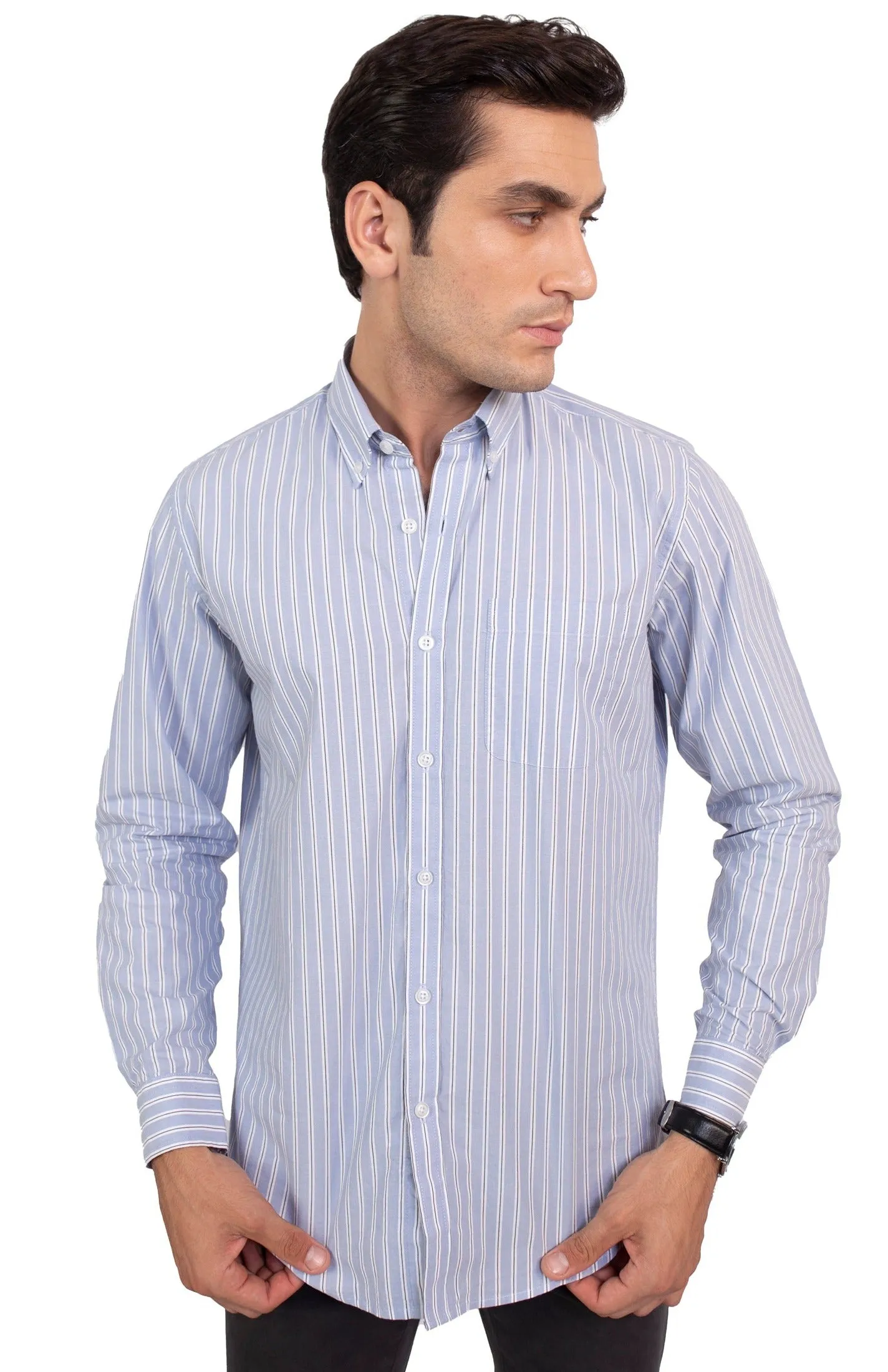 Blue Awning Pin Stripes Cotton Shirt