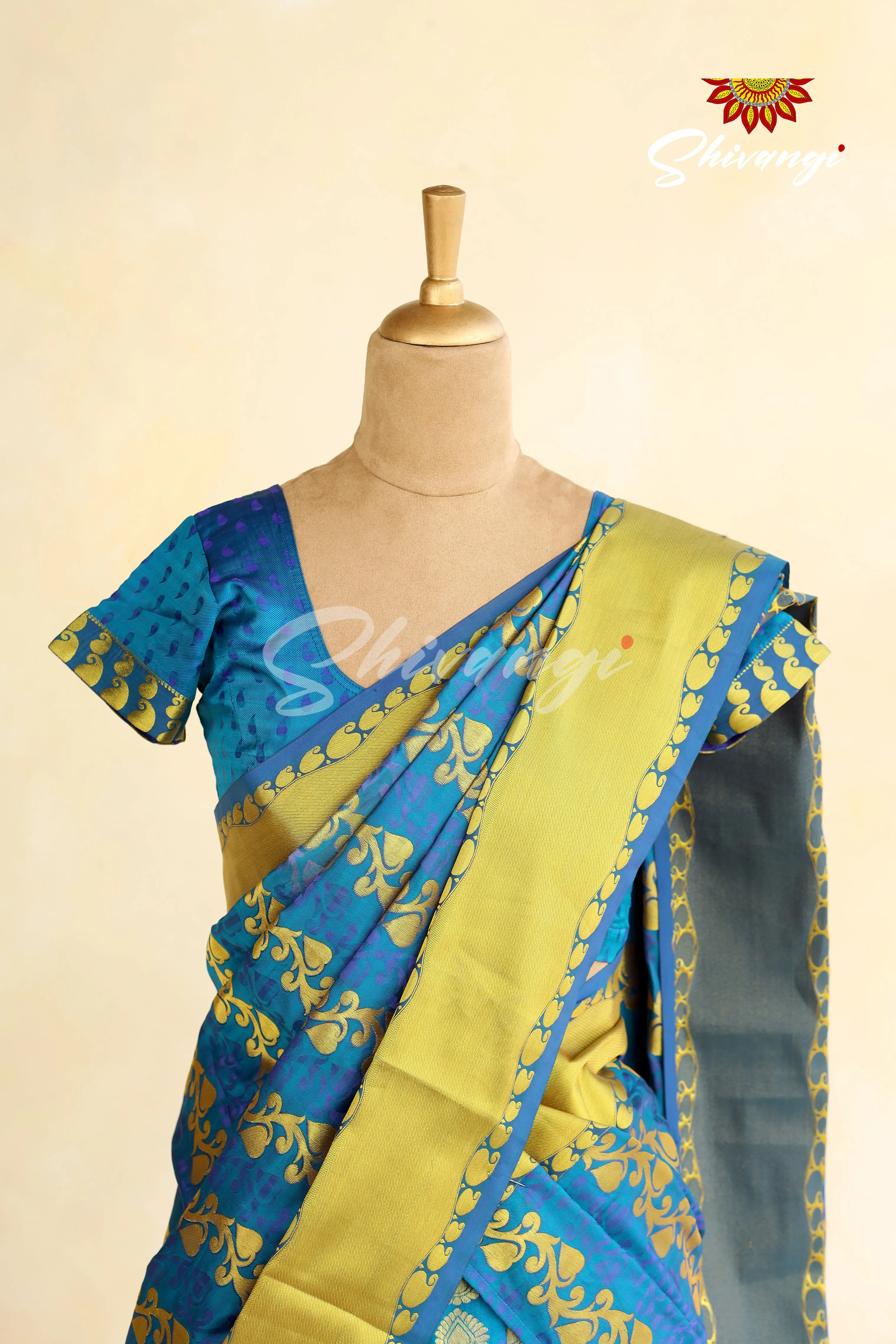 Blue Stitched Art Silk Half Saree | Langa Lavani For Girls!!!