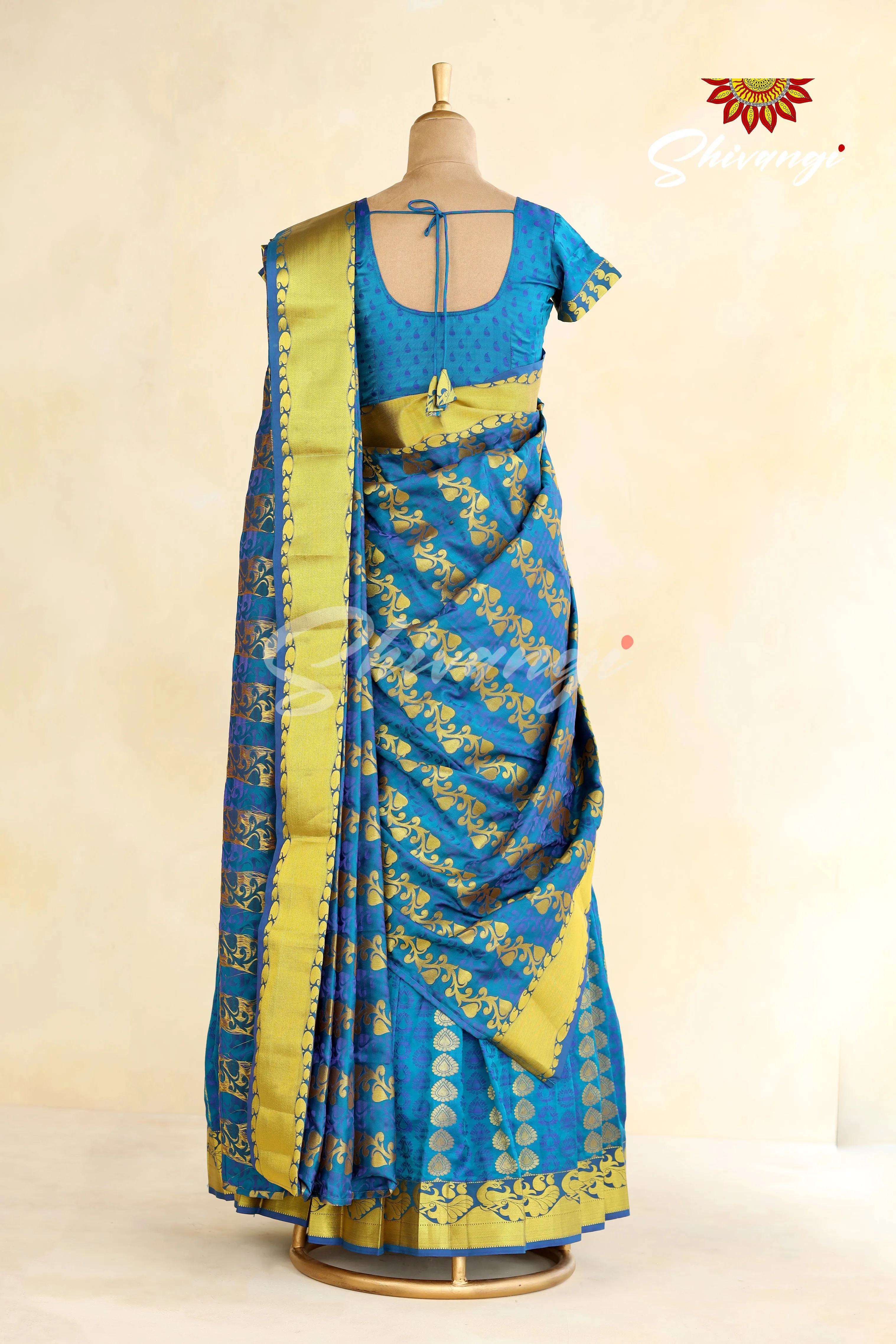 Blue Stitched Art Silk Half Saree | Langa Lavani For Girls!!!