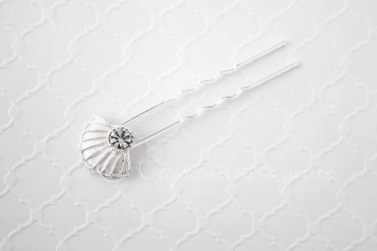 Bridal Hair Pin of Crystal Shell