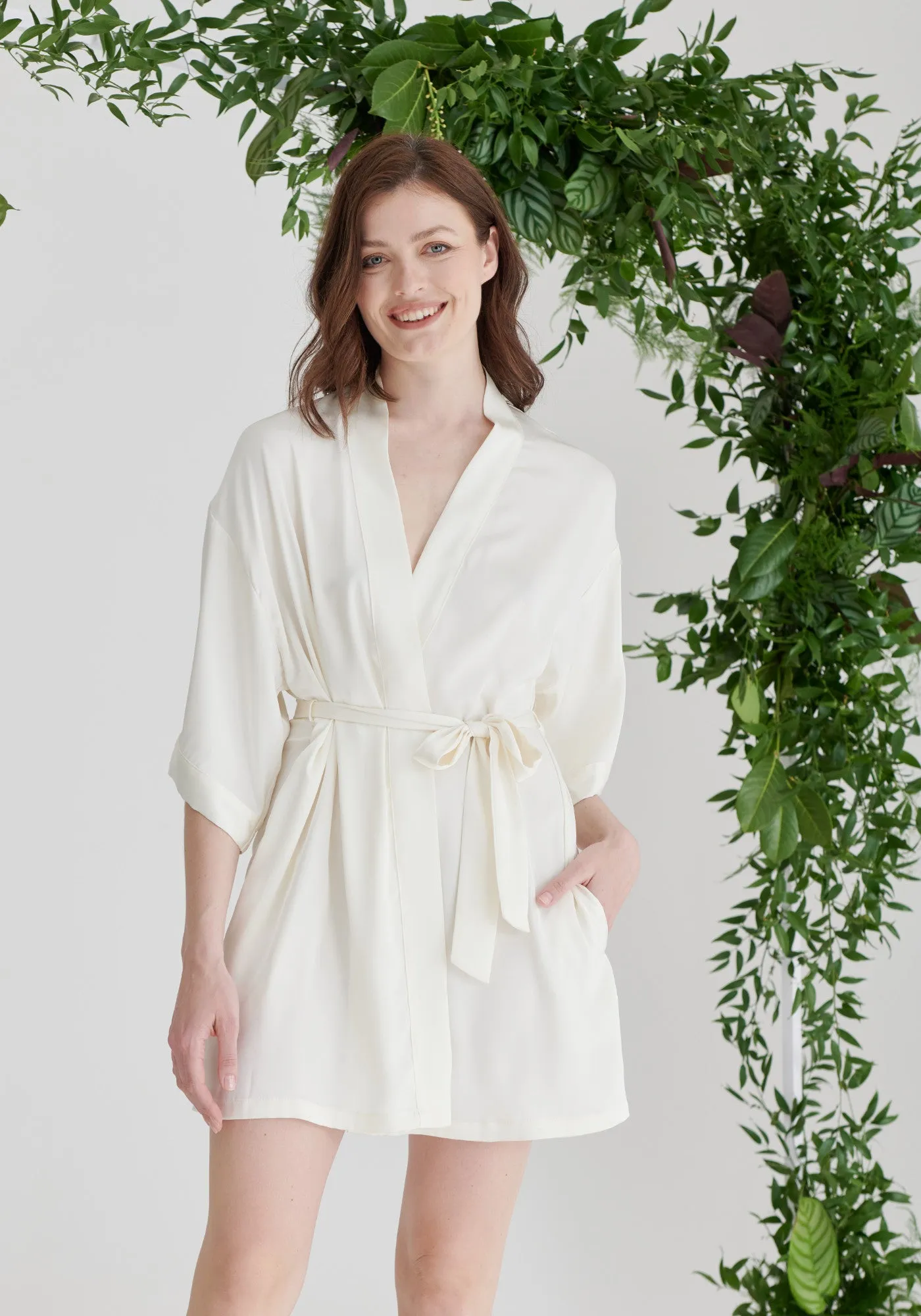 Bridal Satin Robe - Ivory