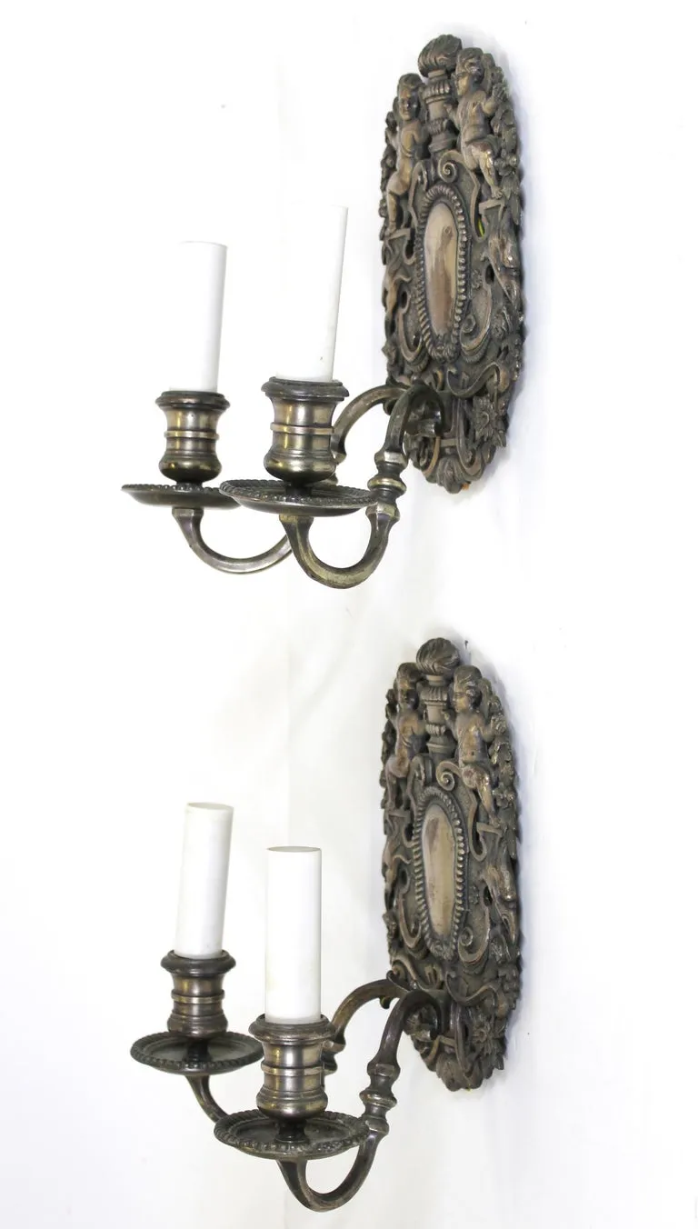 Caldwell American Renaissance Revival Wall Sconces in Silvered Bronze