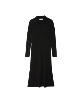 Cashmere Blended Ribbed Polo Dress