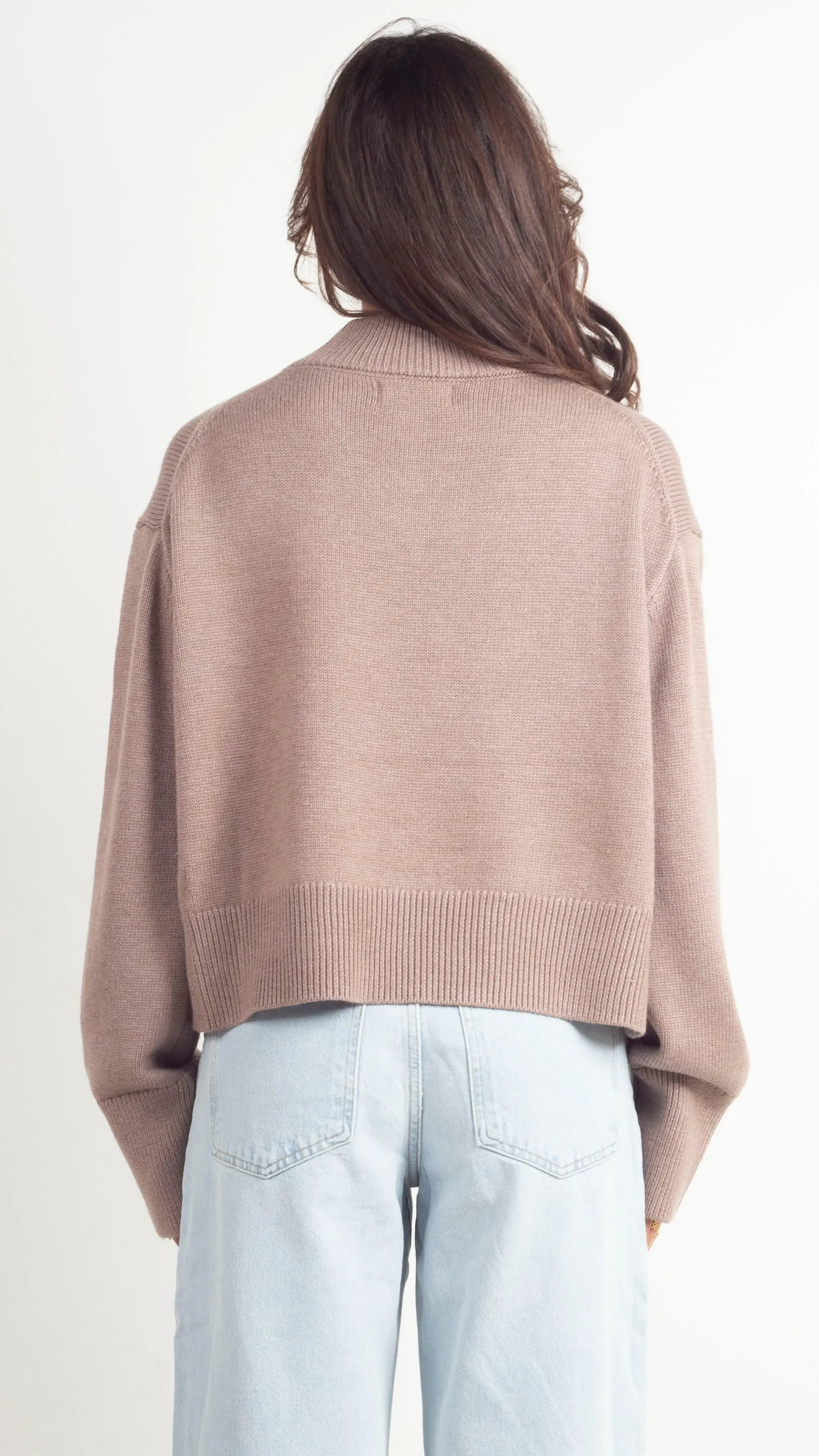 Charlotte Mock Neck Sweater - Mocha