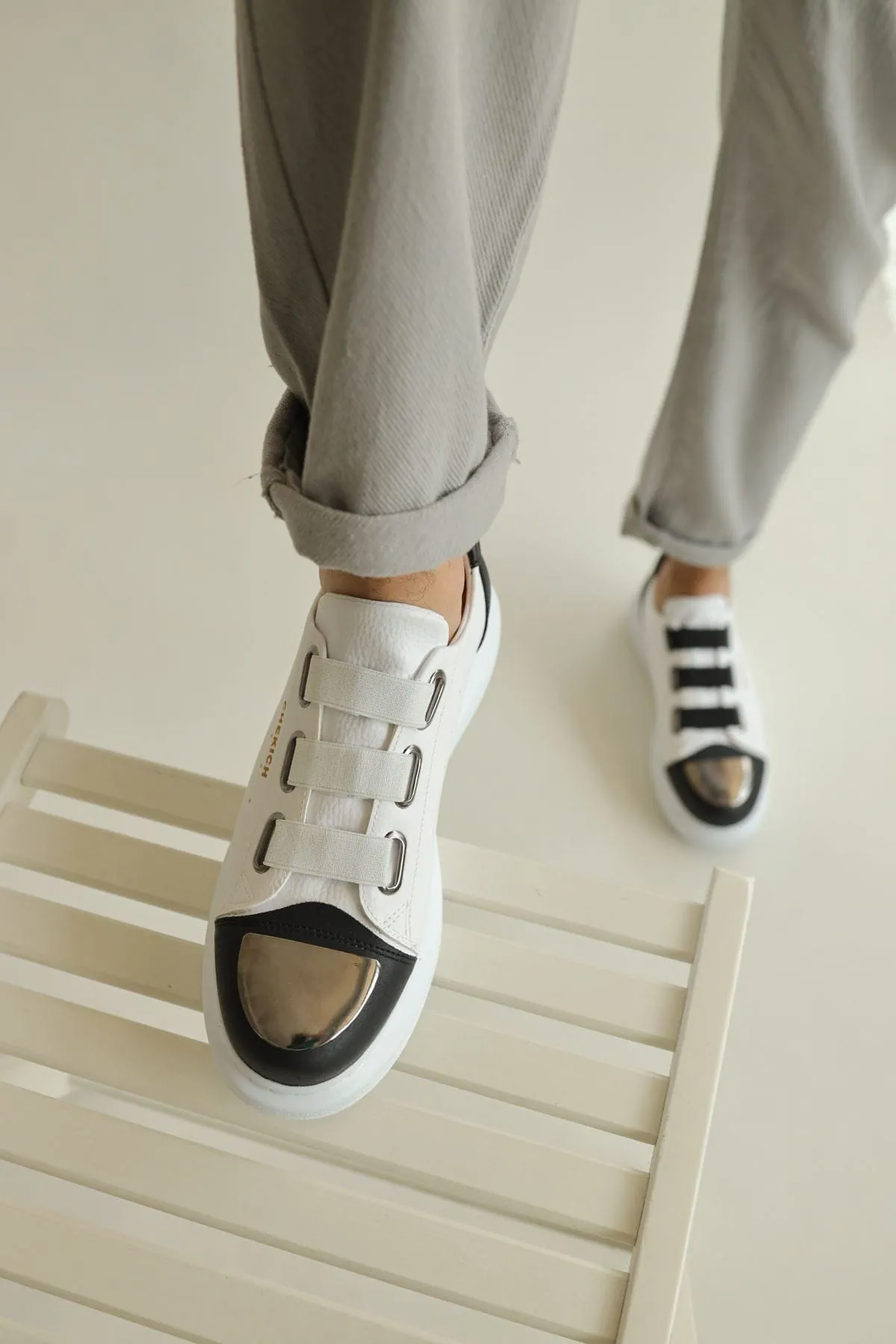 Chekich Men's White Black Casual Shoes ch251