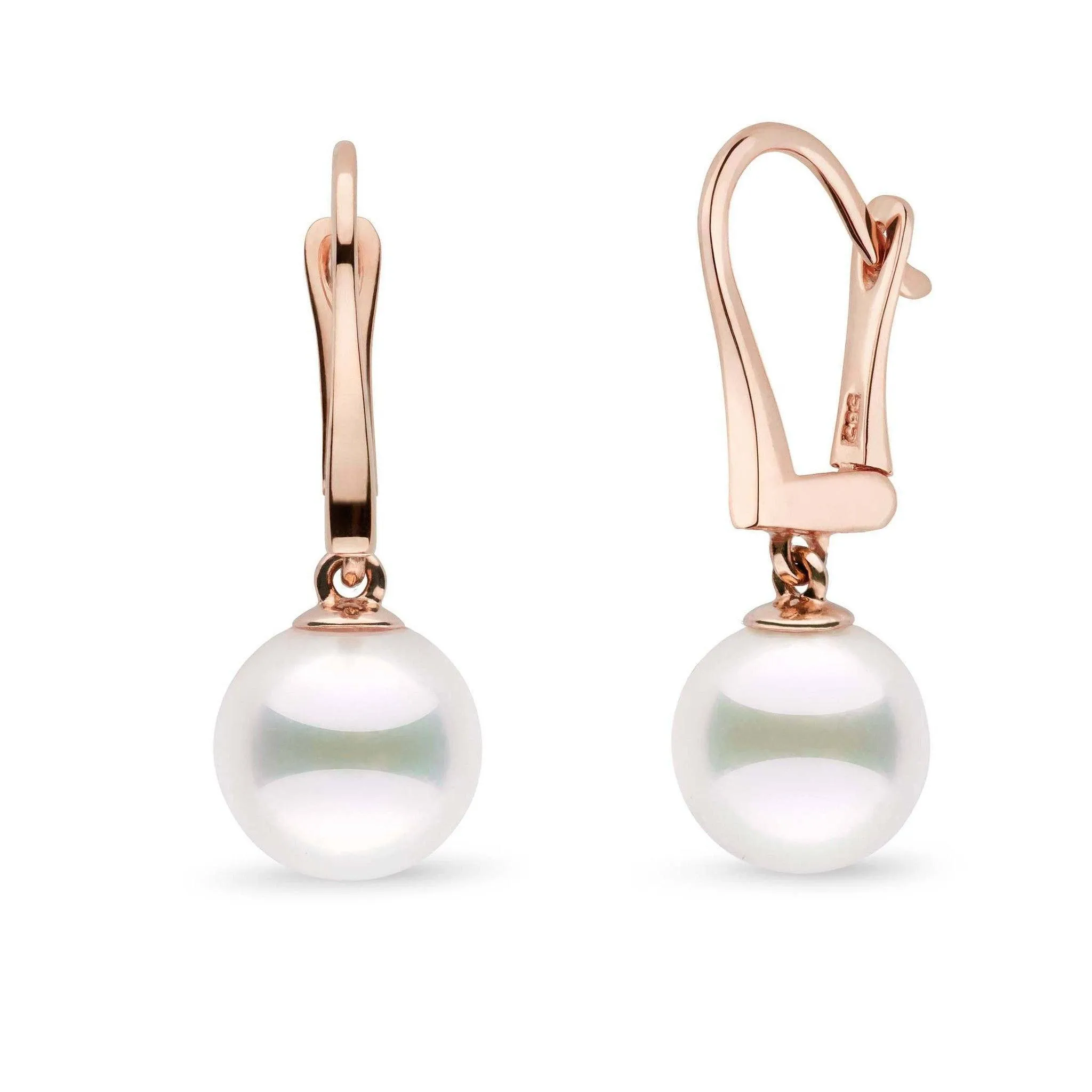 Classic Collection White Akoya 9.0-9.5 mm Pearl Dangle Earrings