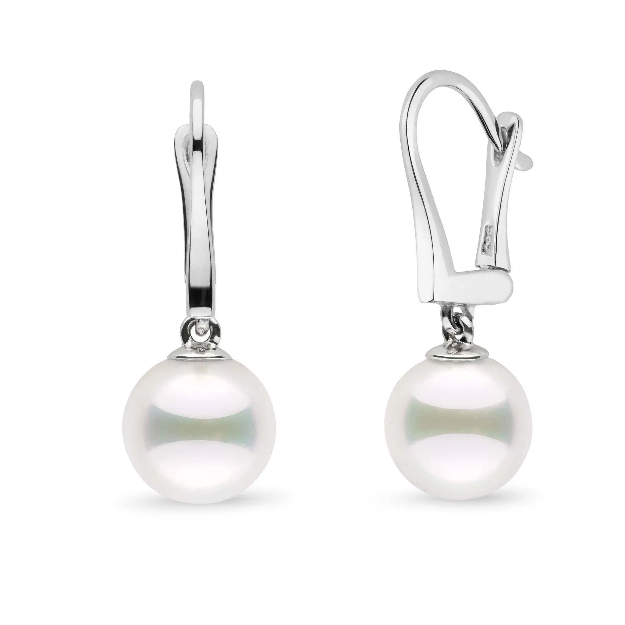 Classic Collection White Akoya 9.0-9.5 mm Pearl Dangle Earrings