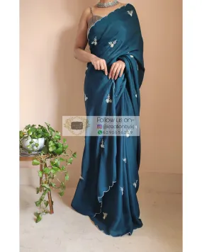 Cobalt Blue Georgette Silk 86 Bootas Saree