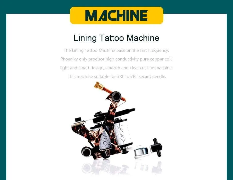 Complete Tattoo Machine Set With Ink Power Supply Grips Tattoo Supplies Beginners Body Art Makeup Tattoo Kit Accessories Tools