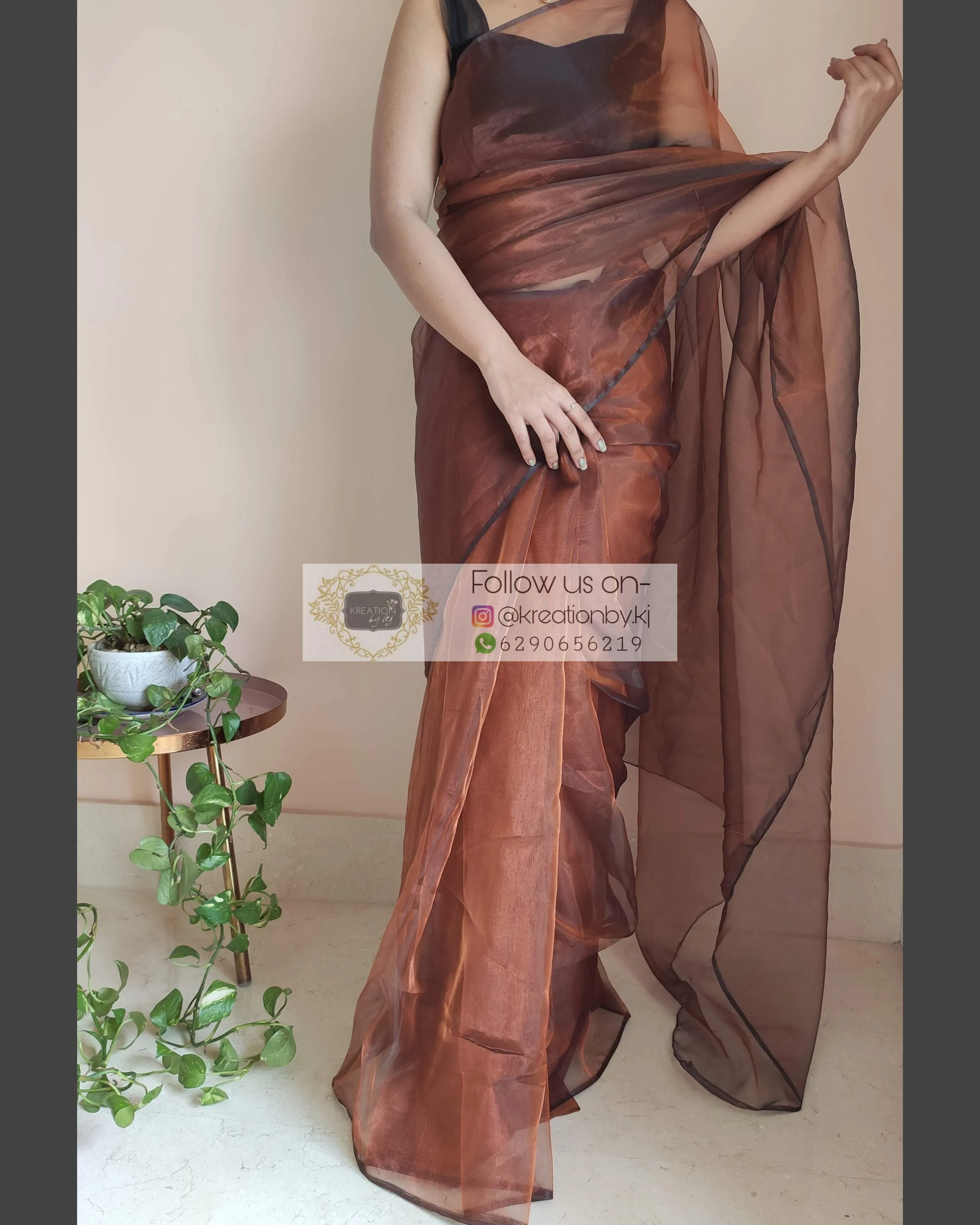 Copper Glass Tissue Saree