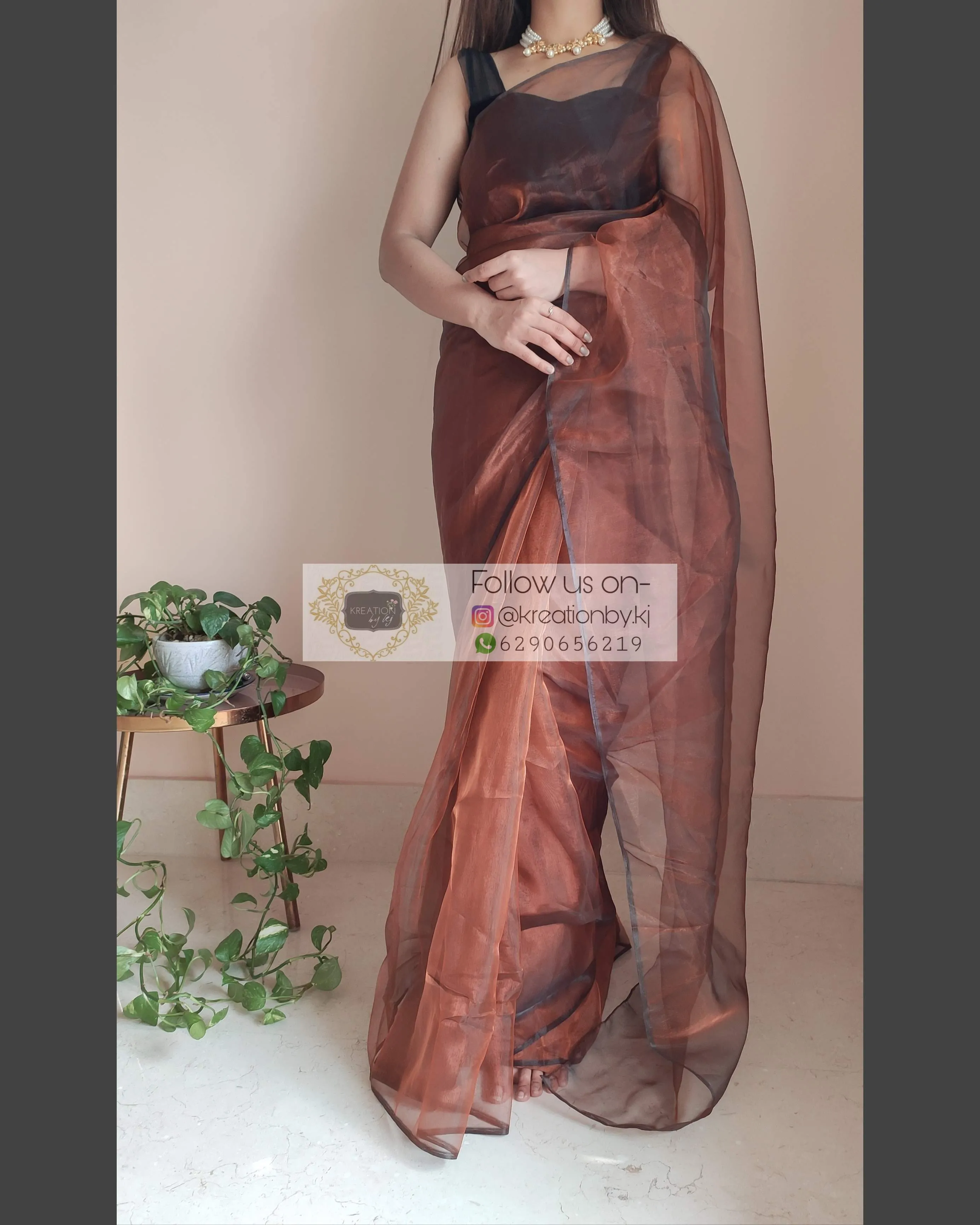 Copper Glass Tissue Saree