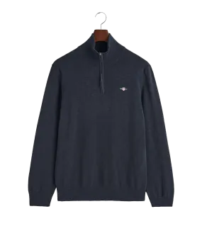 Cotton Flamme Half-Zip Sweater - Navy