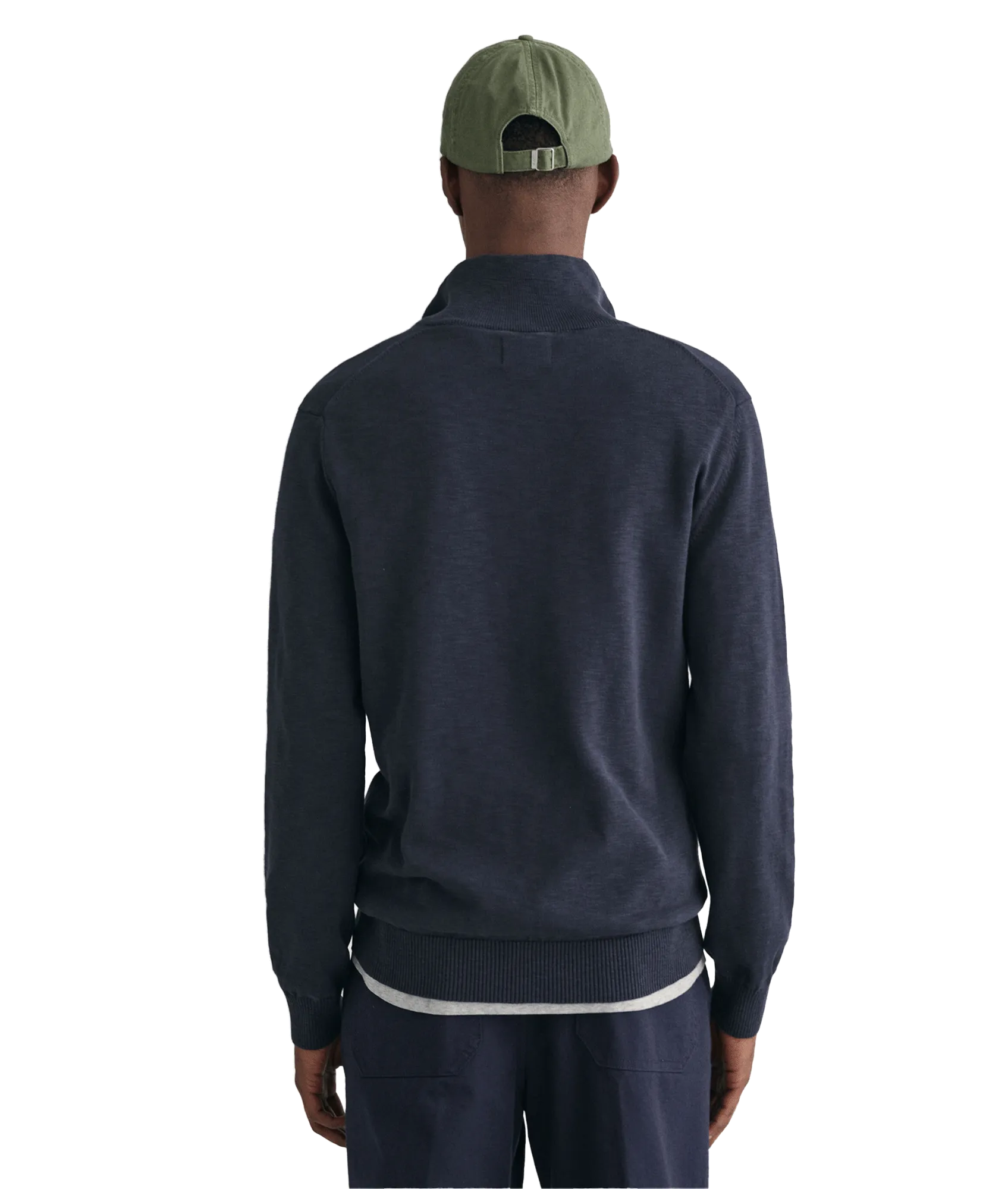 Cotton Flamme Half-Zip Sweater - Navy