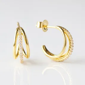 Crescent Triple Hoop Earrings