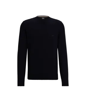 Crew-neck Sweater in Cotton With Embroidered Logo - Navy