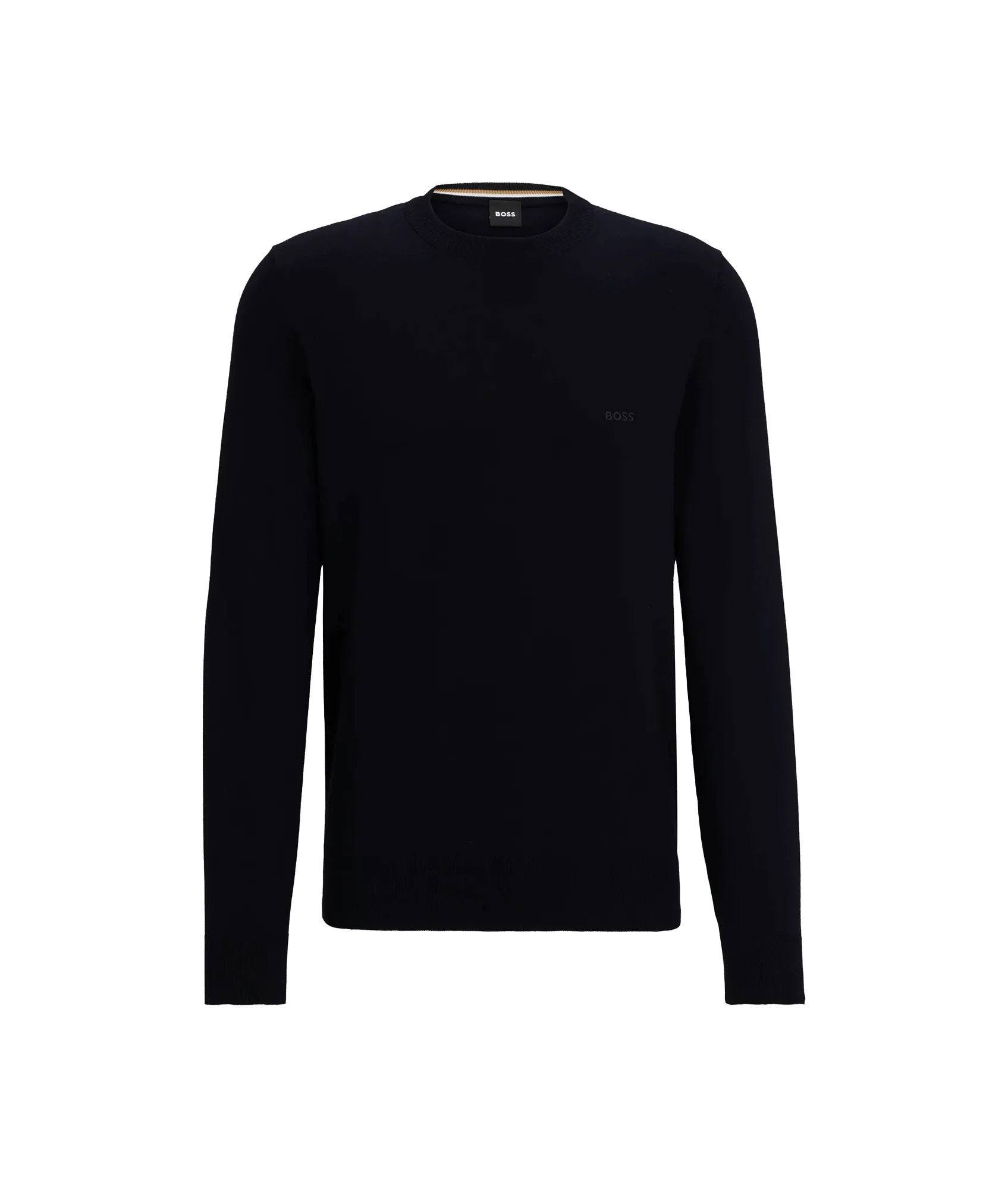 Crew-neck Sweater in Cotton With Embroidered Logo - Navy