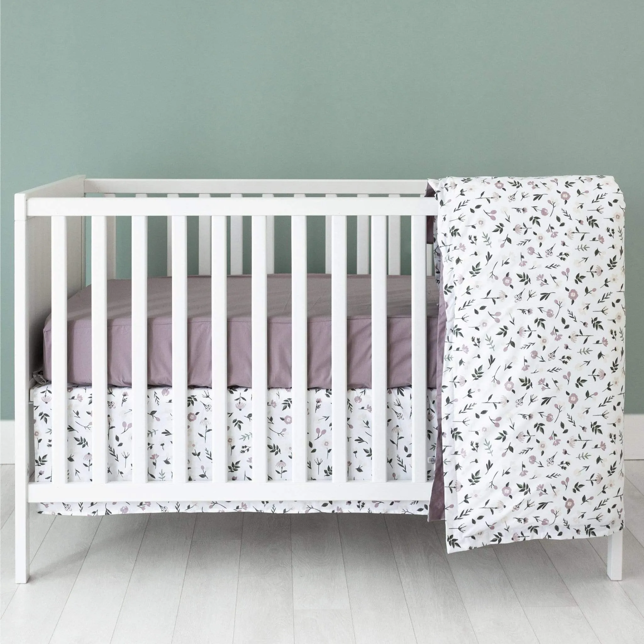 Crib bed skirt - floral