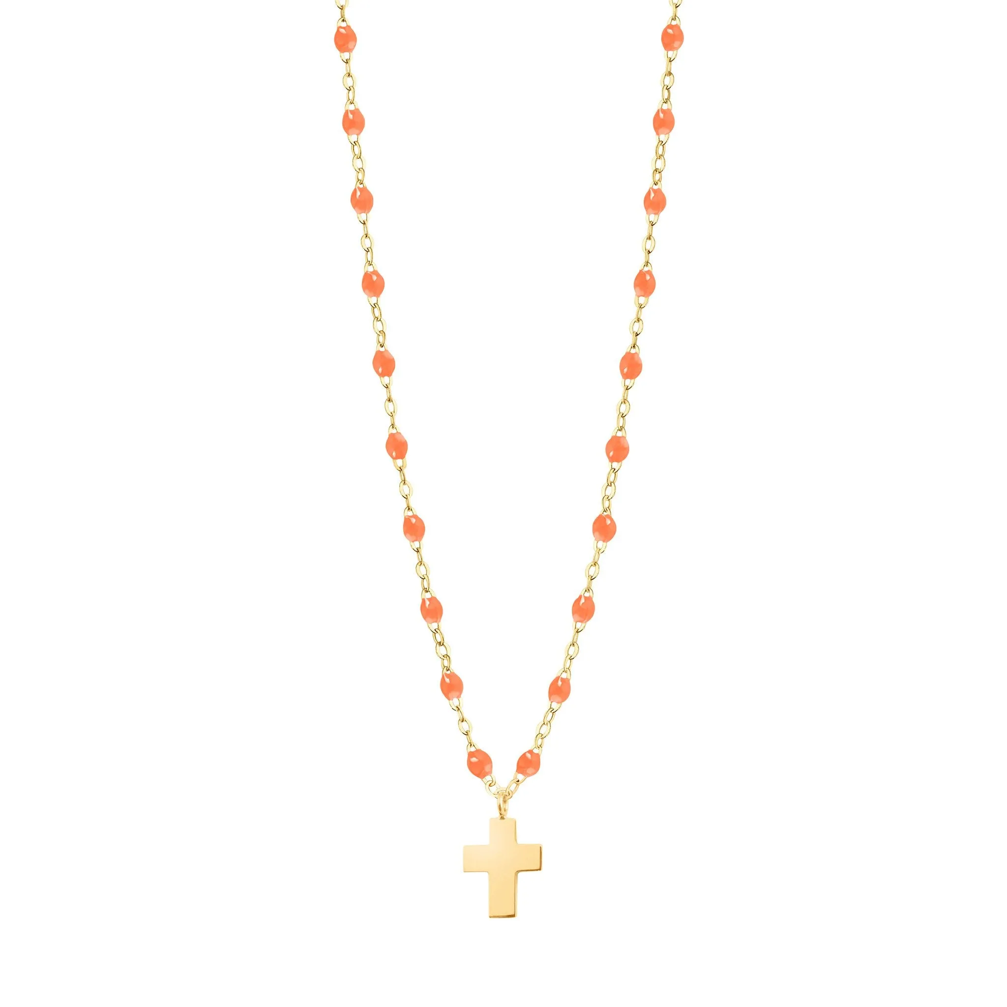 Cross Charm Classic Gigi Orange necklace, Yellow Gold, 16.5"