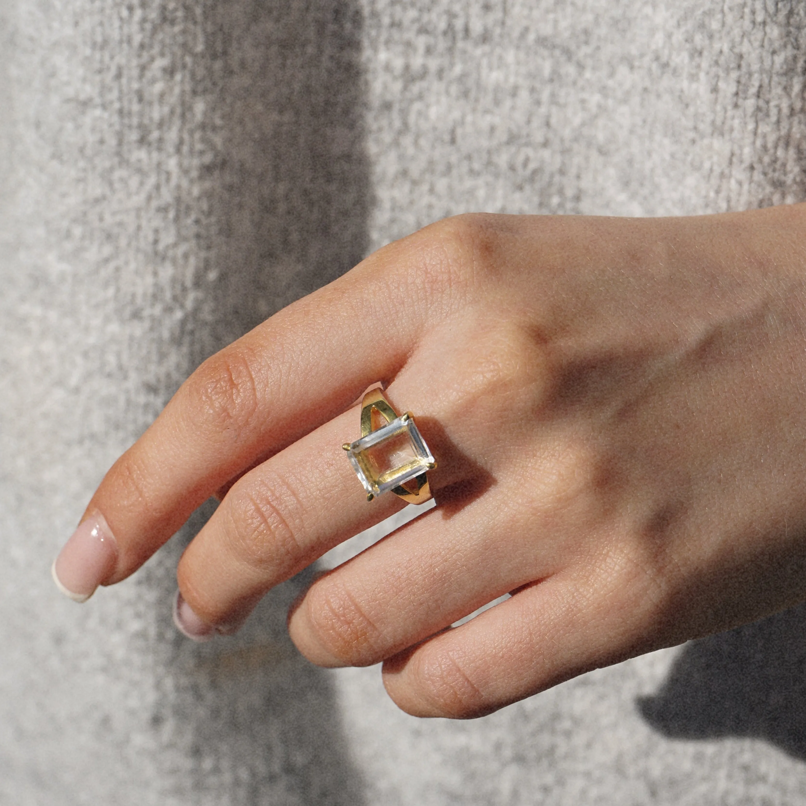 Cystal Quartz Claw Set Ring