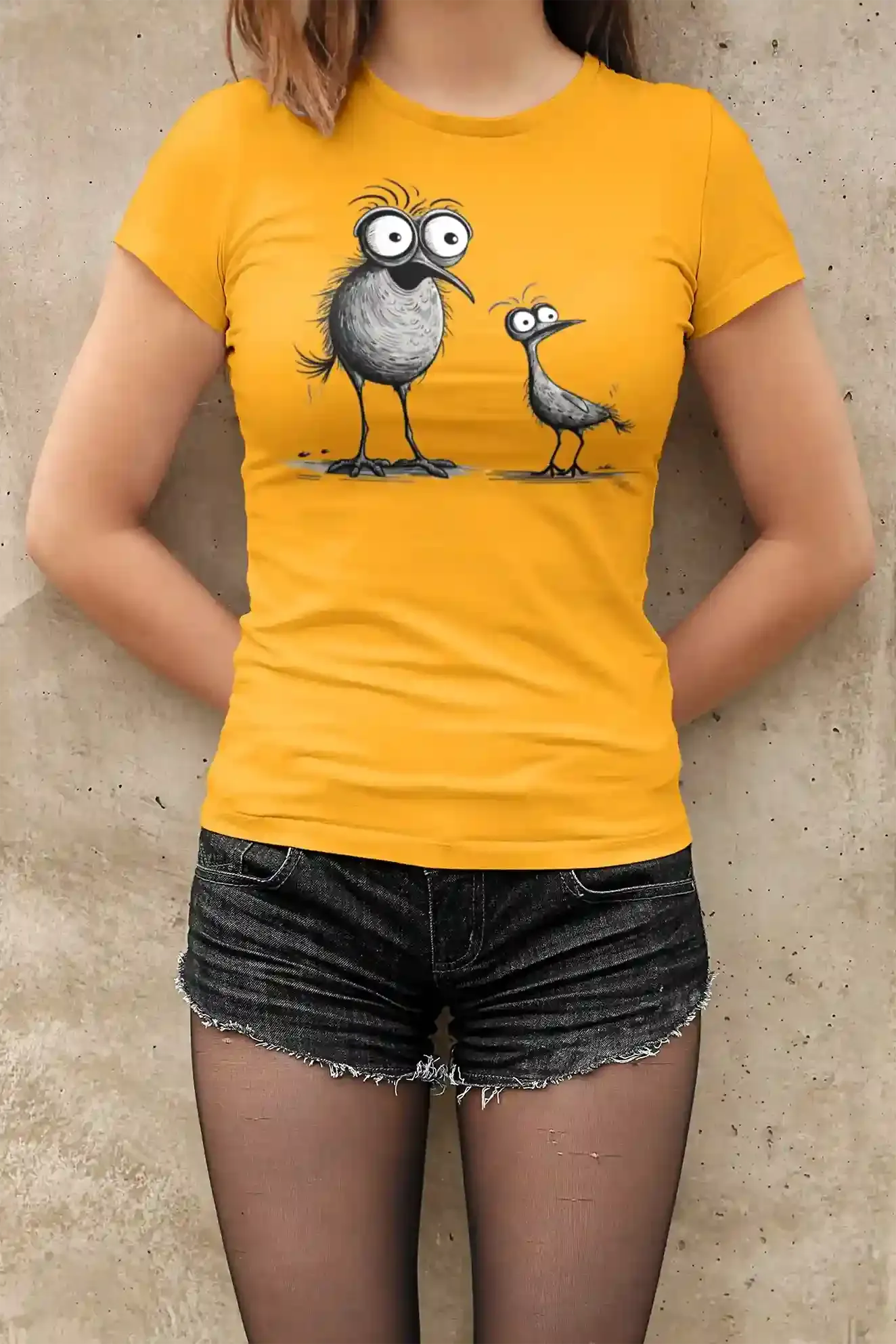 Damen T-Shirt mit Vogelmotiv "Funny Birds"