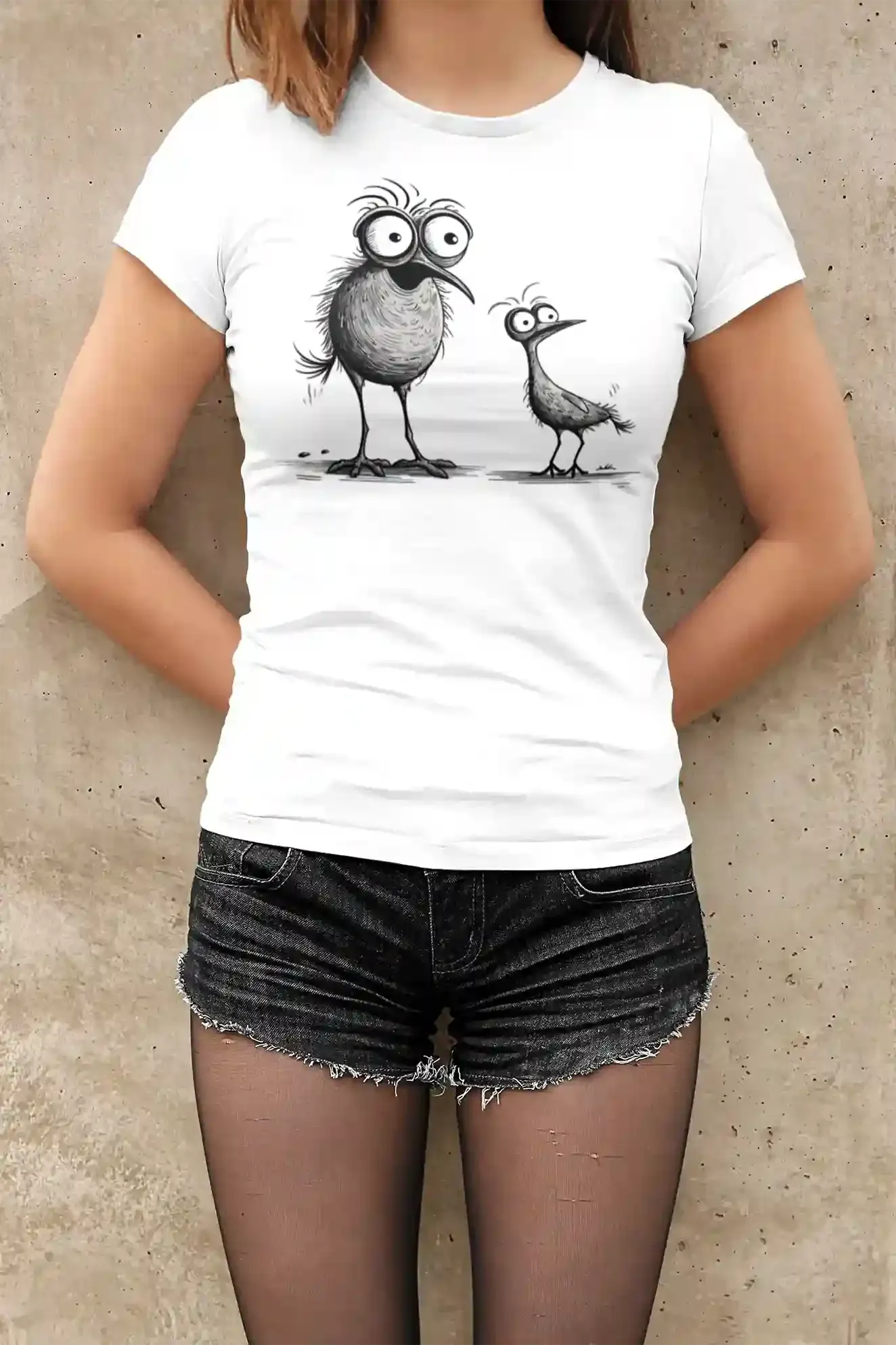 Damen T-Shirt mit Vogelmotiv "Funny Birds"