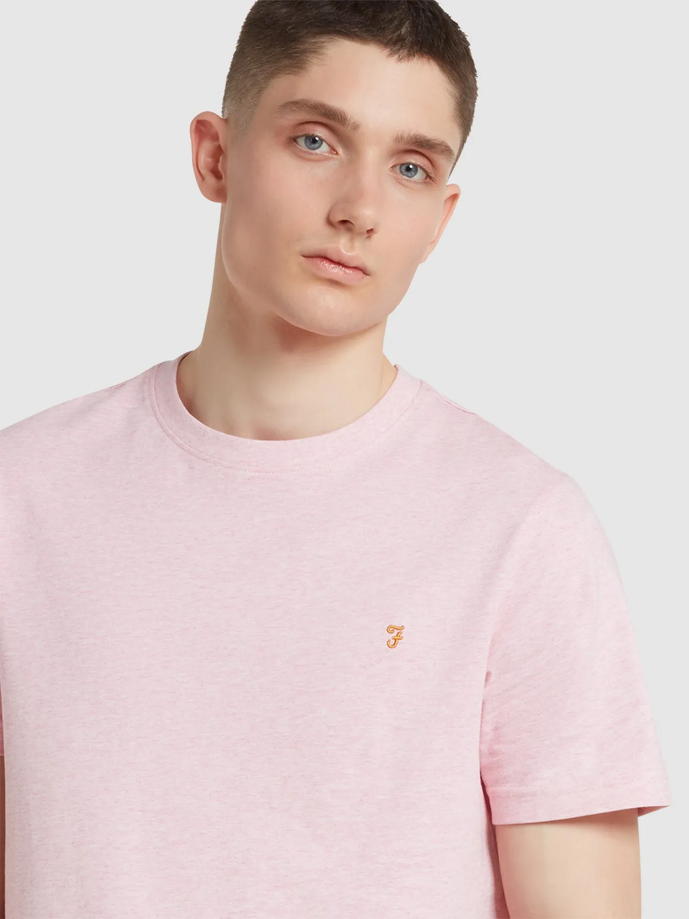 Danny Regular Fit Organic Cotton T-Shirt In Powder Pink Marl