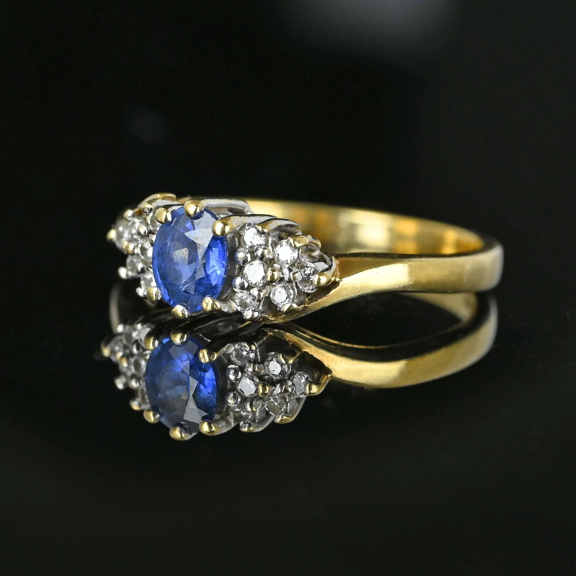 Diamond Cluster Natural Sapphire Ring in Gold