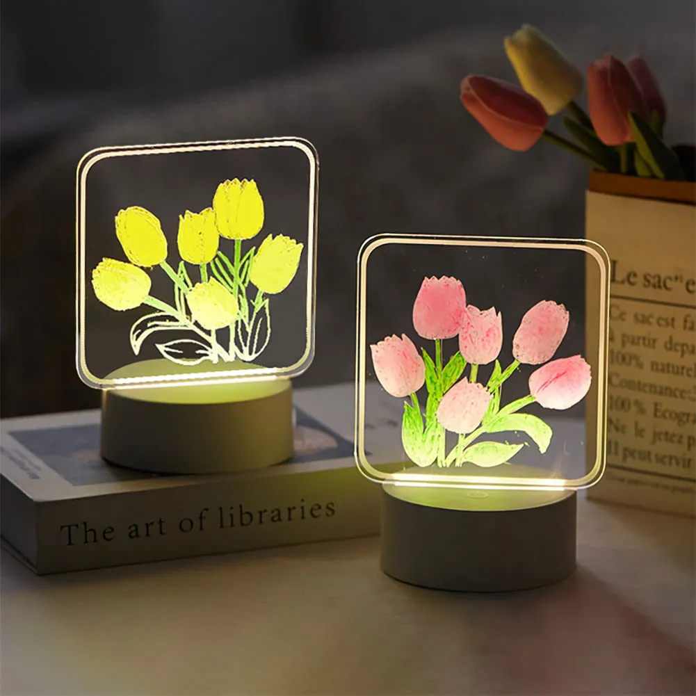 DIY Hand-made Painting Tulip Night Light