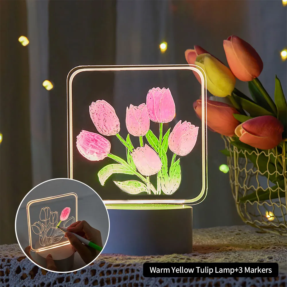 DIY Hand-made Painting Tulip Night Light