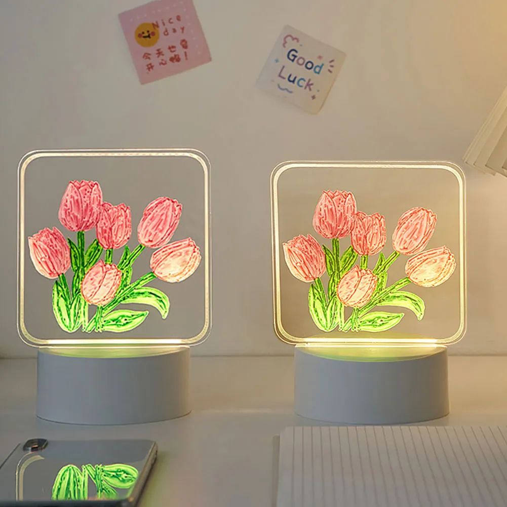 DIY Hand-made Painting Tulip Night Light