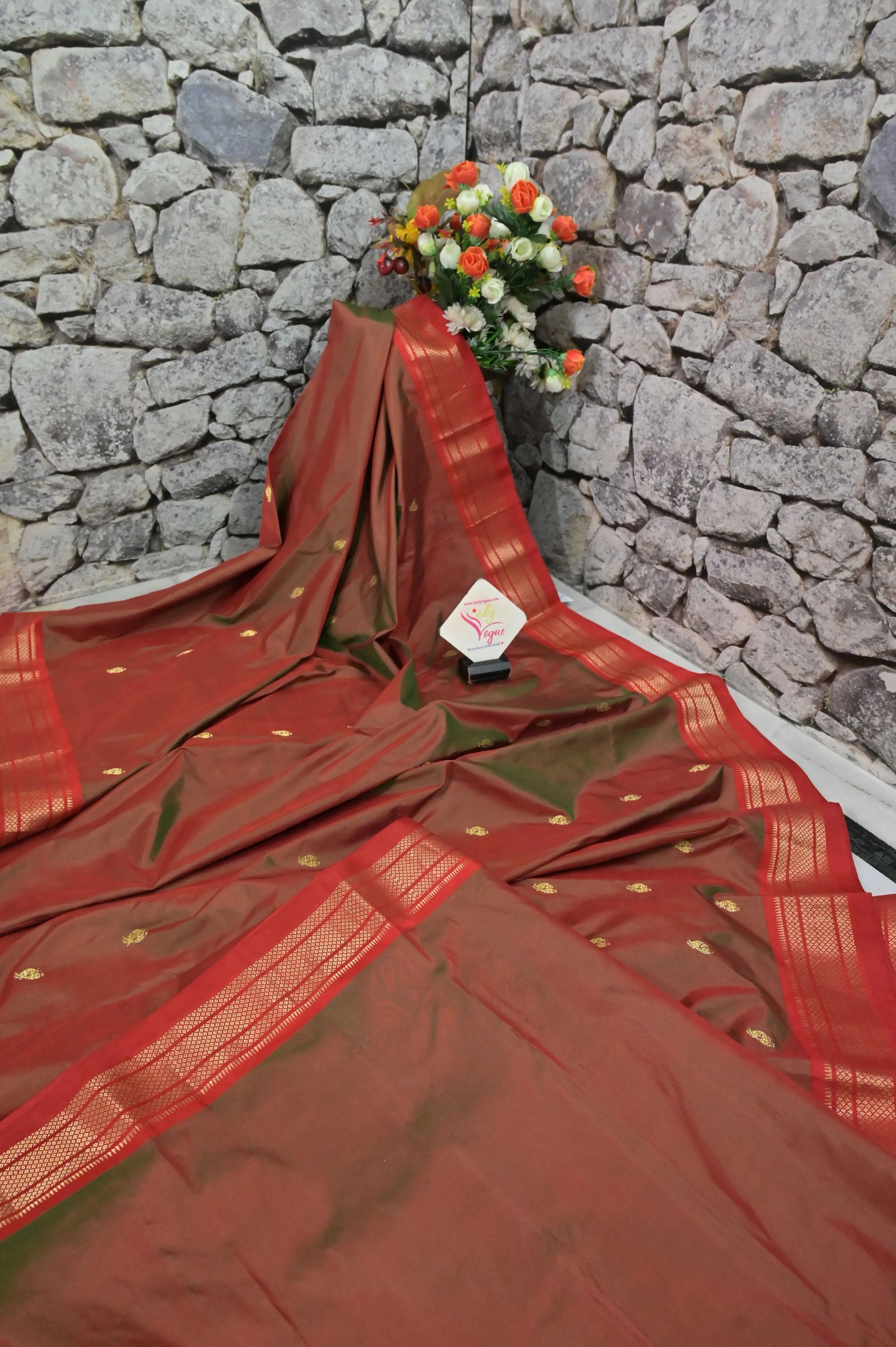 Dual Tone Brown Color Yeola Paithani Silk Saree