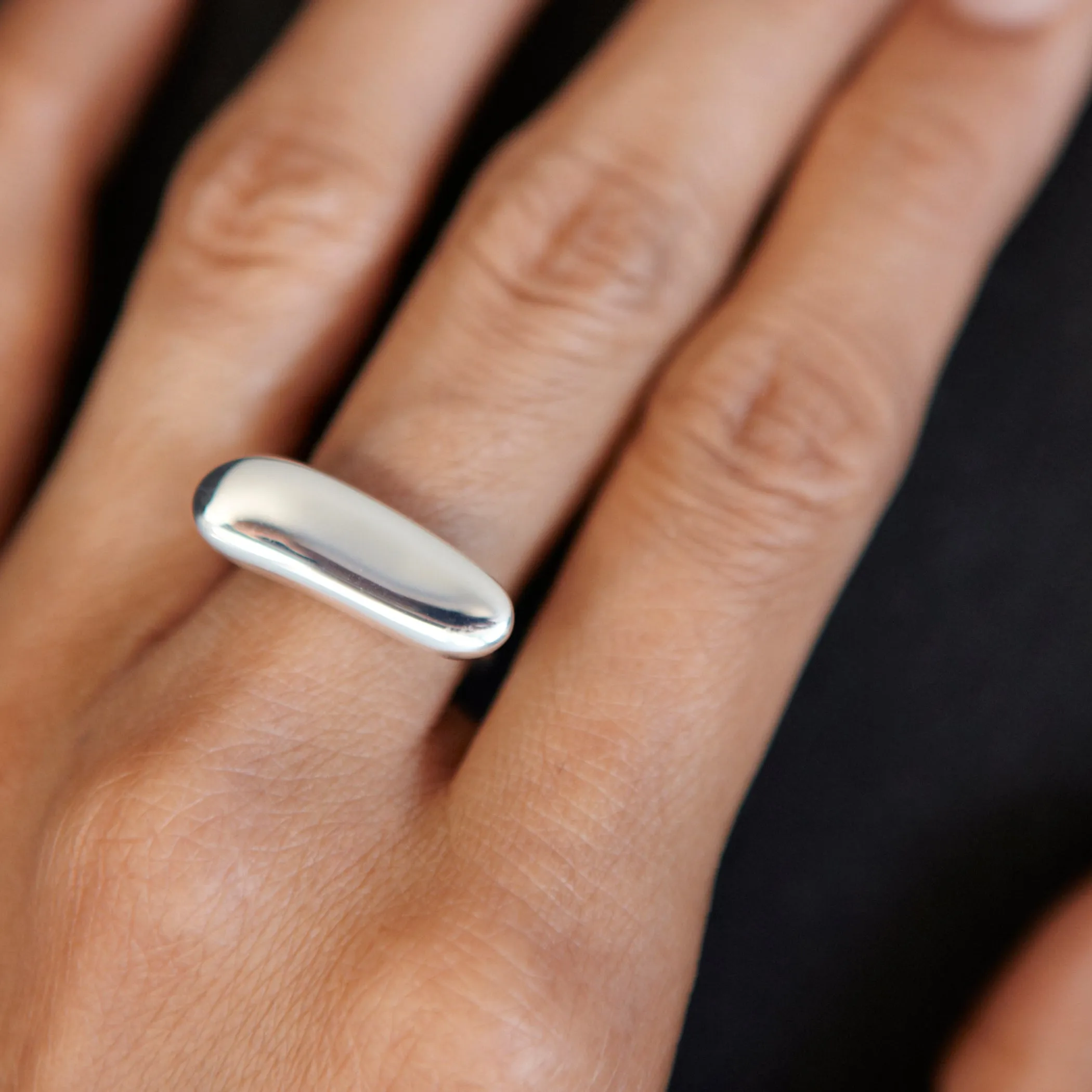 Elongated Pebble Ring