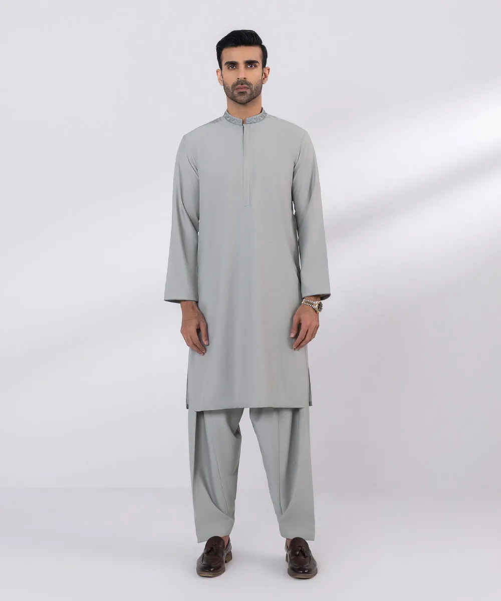 Embroidered Wash & Wear Suit