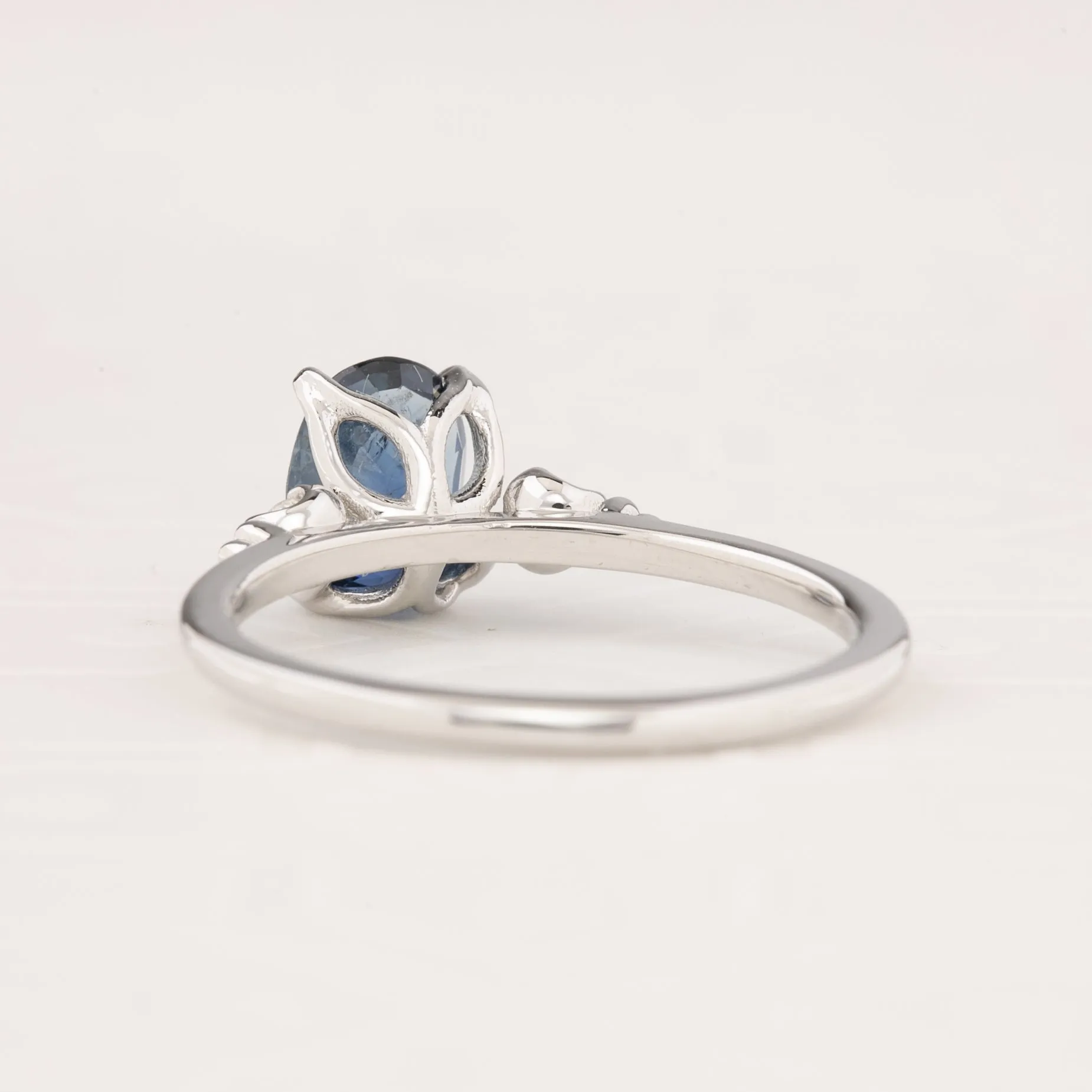 Estel Ring 1.42ct Oval Blue Sapphire, 14K White Gold (One of a kind)