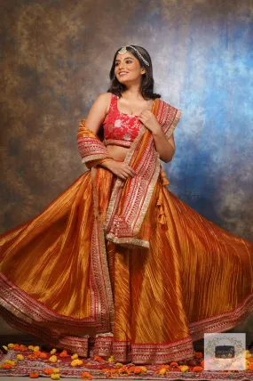 Fiery Gold Zari Tissue Lehenga Set