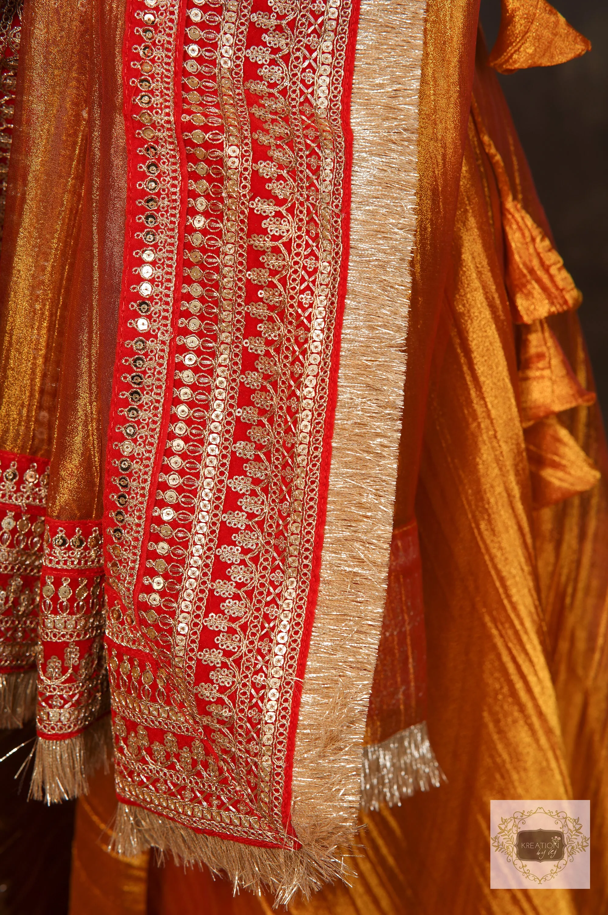 Fiery Gold Zari Tissue Lehenga Set