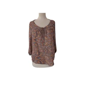 Forever 21 Brown & Blue Printed Blouse | Brand New |