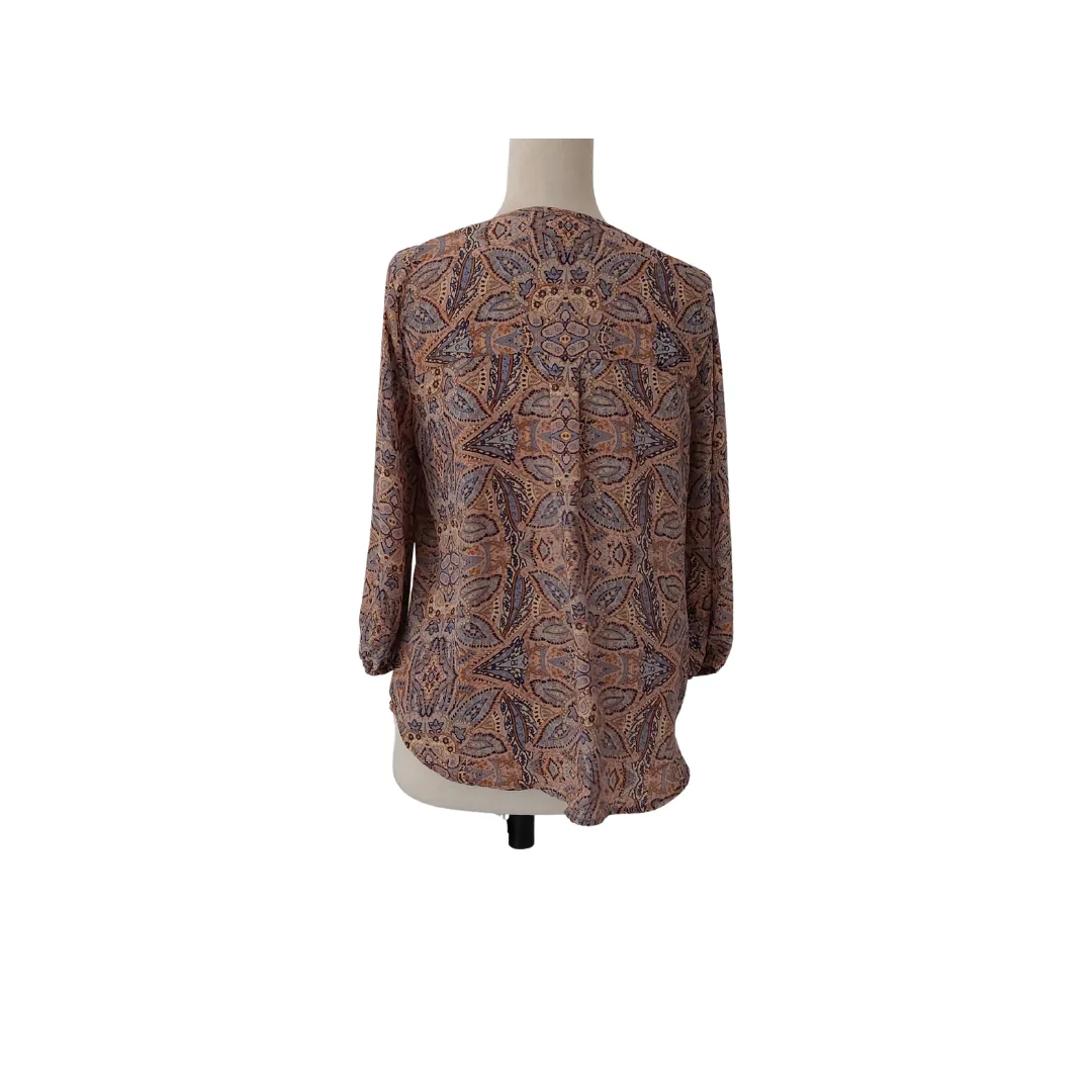 Forever 21 Brown & Blue Printed Blouse | Brand New |