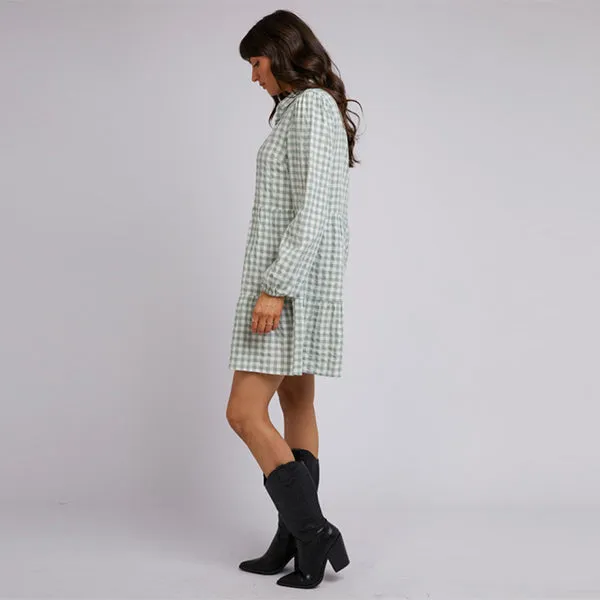 Frankie Long Sleeve Mini Dress - Sage Check