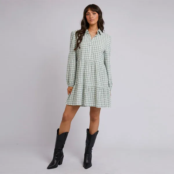 Frankie Long Sleeve Mini Dress - Sage Check