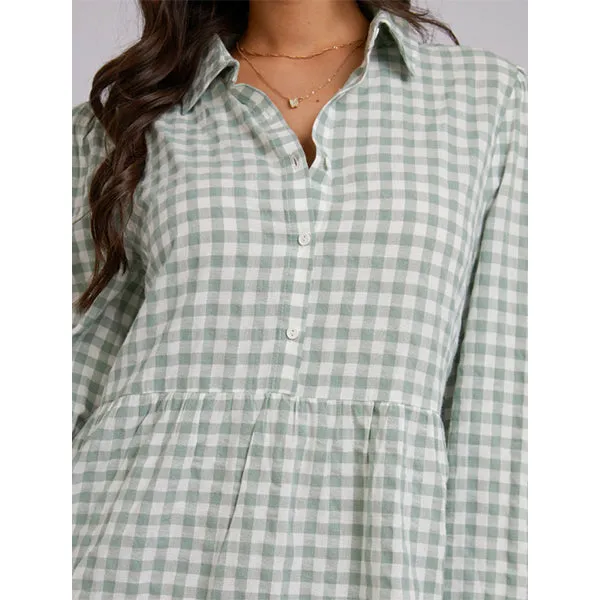 Frankie Long Sleeve Mini Dress - Sage Check