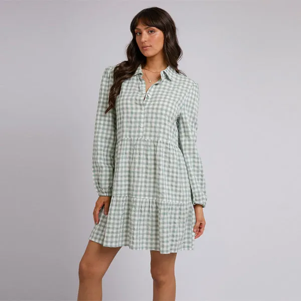 Frankie Long Sleeve Mini Dress - Sage Check