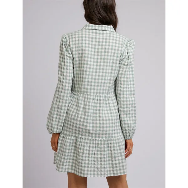 Frankie Long Sleeve Mini Dress - Sage Check