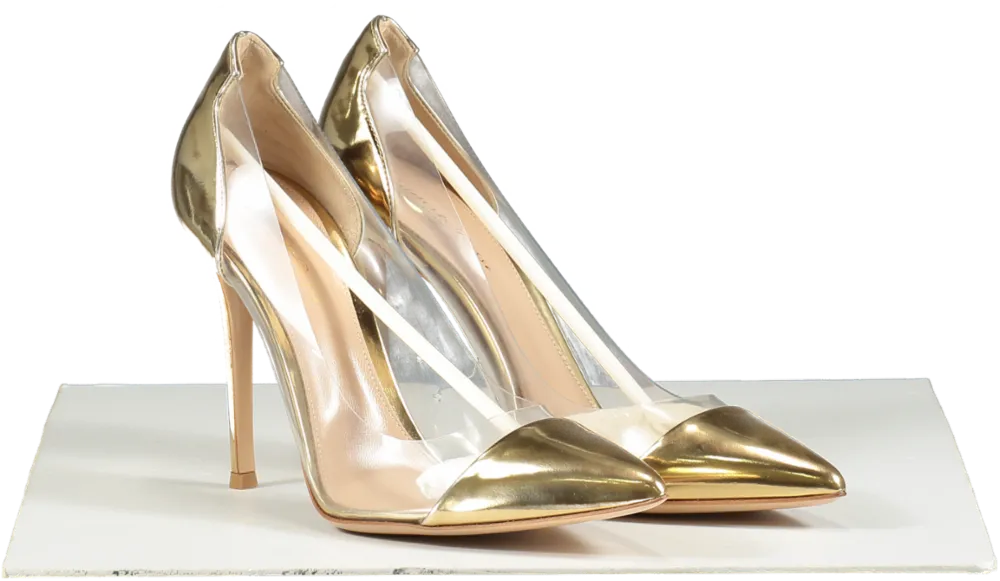 Gianvito Rossi Metallic Plexi 105 Leather And Pvc Pumps Bnib UK 7 EU 40 👠