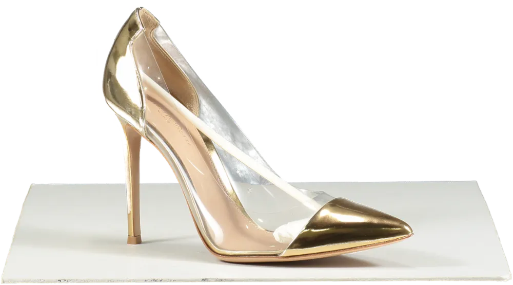 Gianvito Rossi Metallic Plexi 105 Leather And Pvc Pumps Bnib UK 7 EU 40 👠