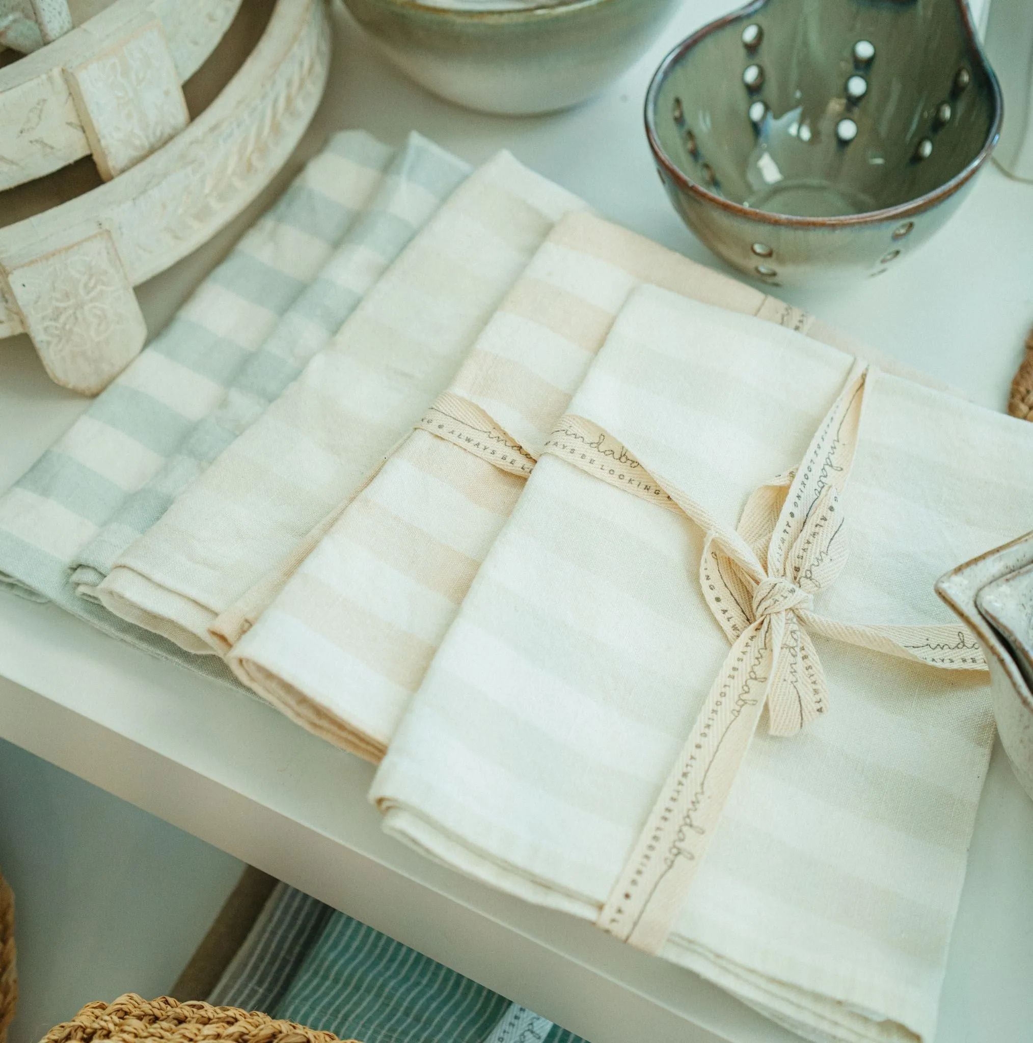 Gingham/Stripe Tea Towel Set