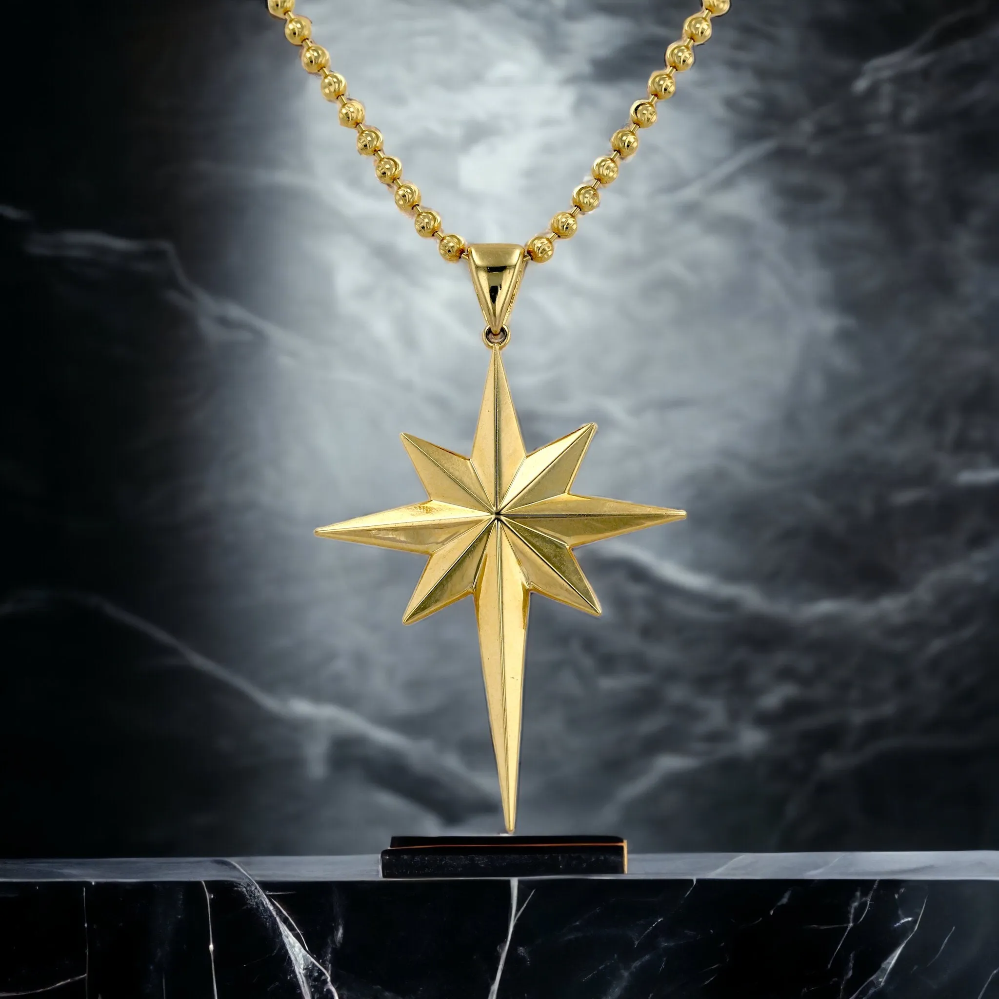 Gold 14k set military chain and star pendant