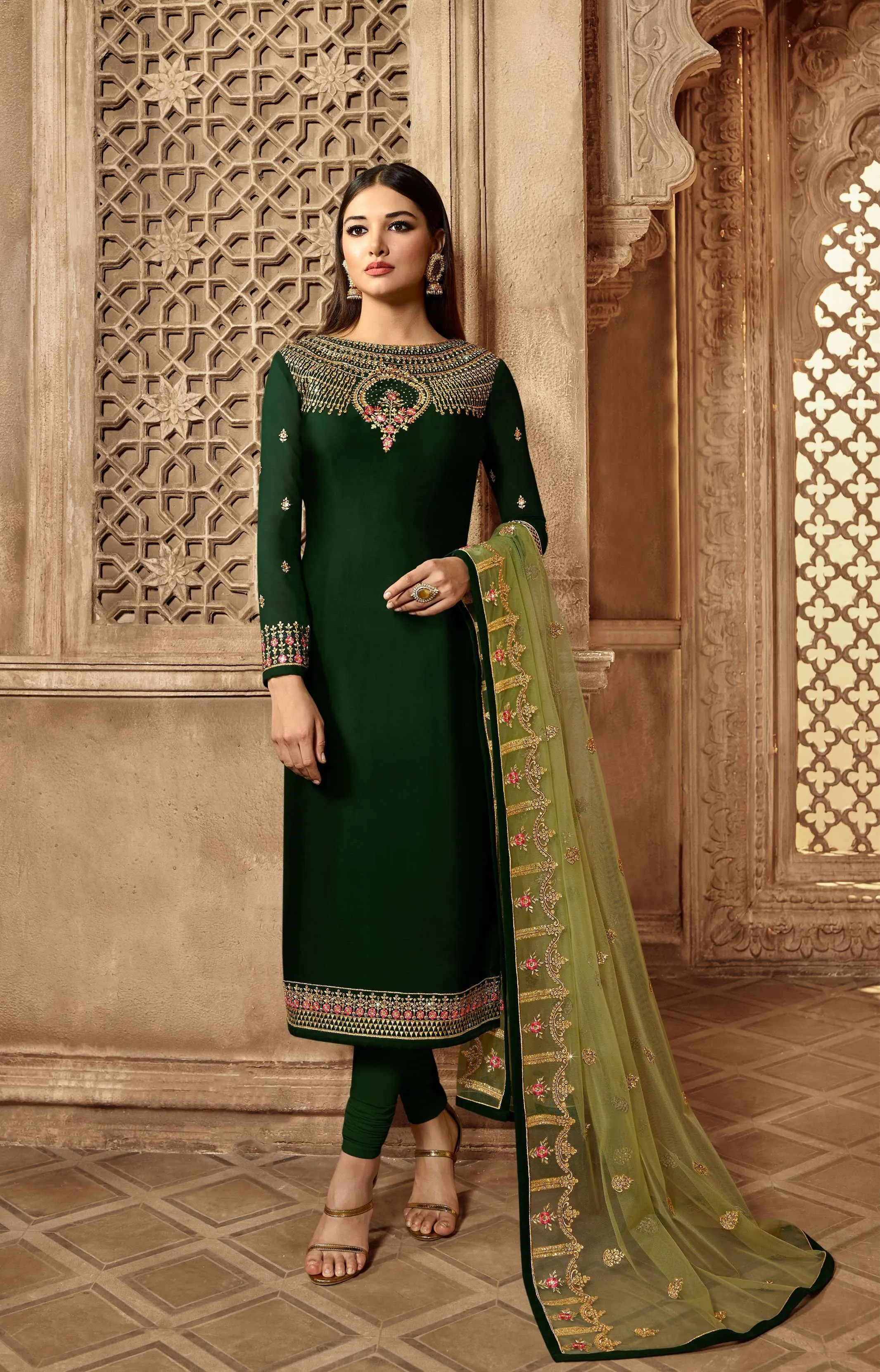 Gorgeous Party Wear Designer Satin Georgette Lehenga Style Suit 3901