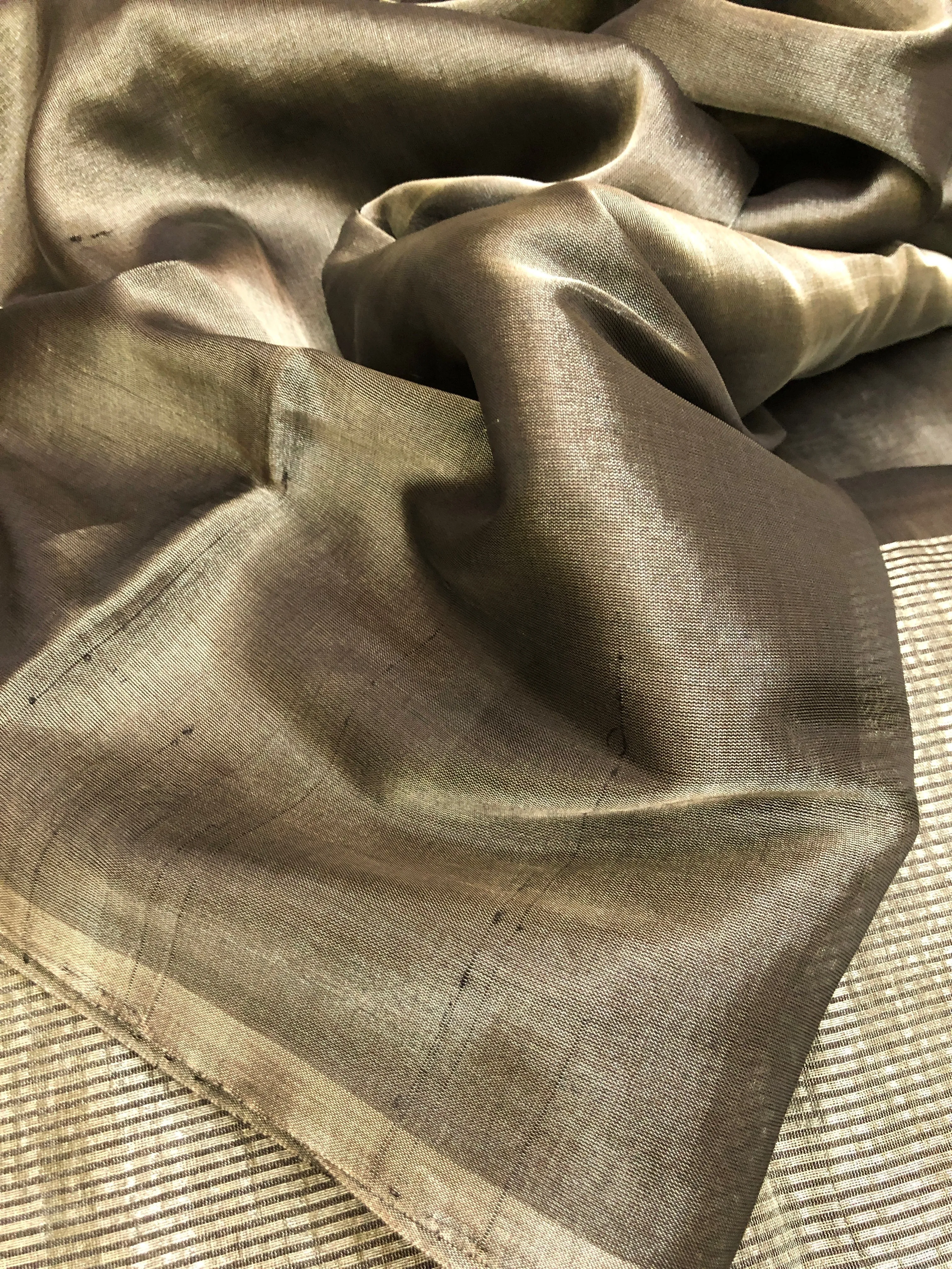 Graphite Color Pure Tissue Chanderi Saree