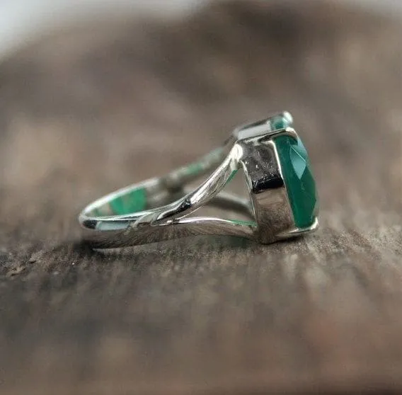 Green Onyx 925 Solid Sterling Silver Handmade Statement Ring